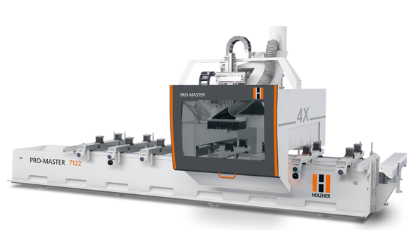 PRO-MASTER 7122 - 4-Achsen CNC Bearbeitungszentrum für die Holz- und Plattenbearbeitung 4-Achs CNC Bearbeitungszentrum von Holzher: Universeller Allrounder mit vier interpolierenden Achsen